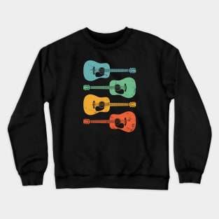 Dreadnought Acoustic Guitar Cool Retro Colors Crewneck Sweatshirt